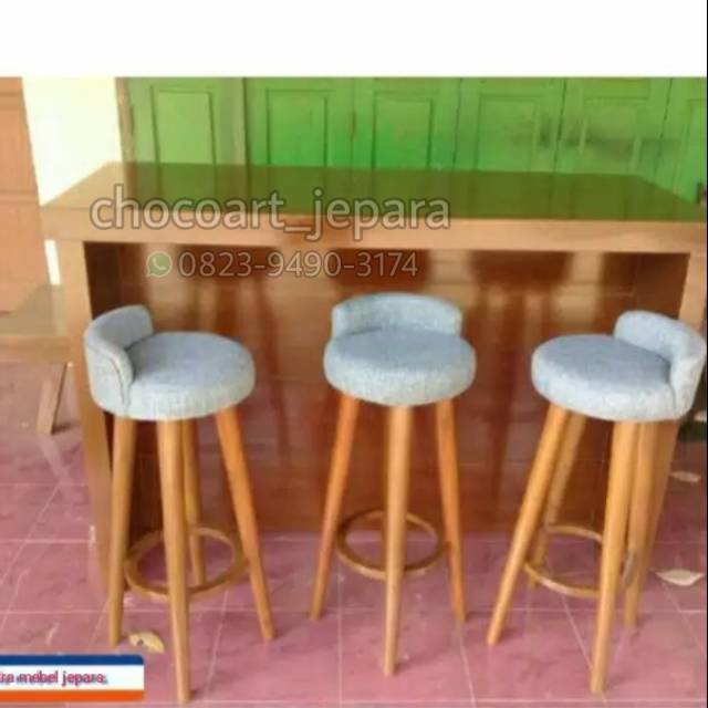 Kursi cafe / kursi bar Meja+kursi bar mini matrial jati Kursi makan/ kursi jati