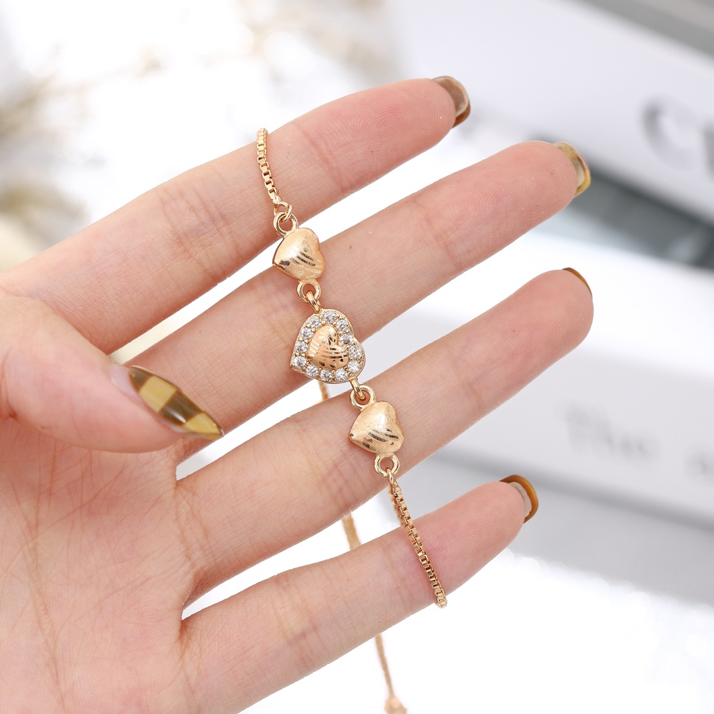 ♥️✅COD✨Gelang Wanita Titanium Lapis Emas Korea Hati Berlian Aksesoris Fashion Perhiasan Murah D385