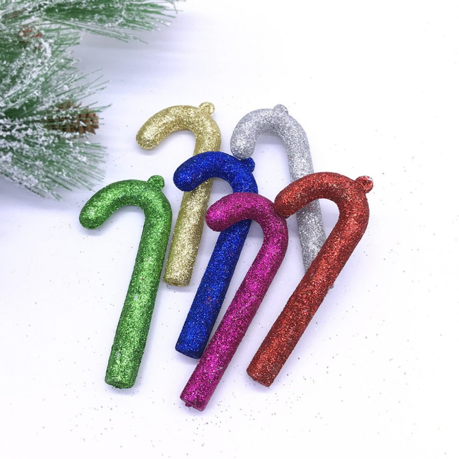 XLGL set isi 6 dekorasi permen glitter lollipop lolipop natal dekorasi