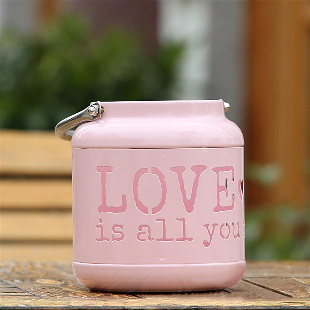 Lentera Putih & Pink / Tempat Lilin Kaleng / Tempat Lilin Love / Lentera Love