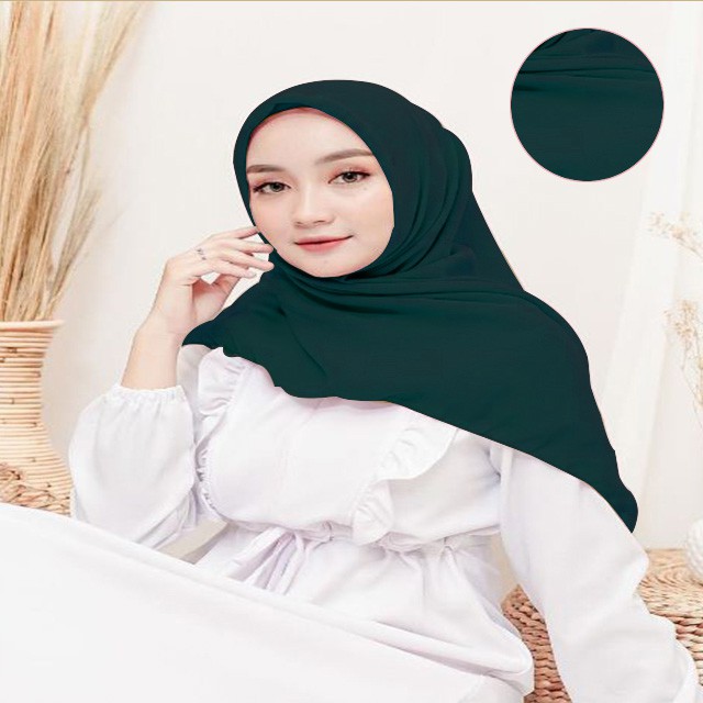 Hijab Segiempat Polycotton 115 x 115 Warna Part 1 Bella Square-GREEN BOTTLE