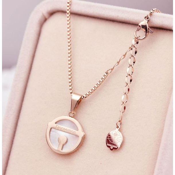 Kalung fashion aksesoris titanium mini korea hadiah wanita cewek lonceng doraemon anti karat KK027