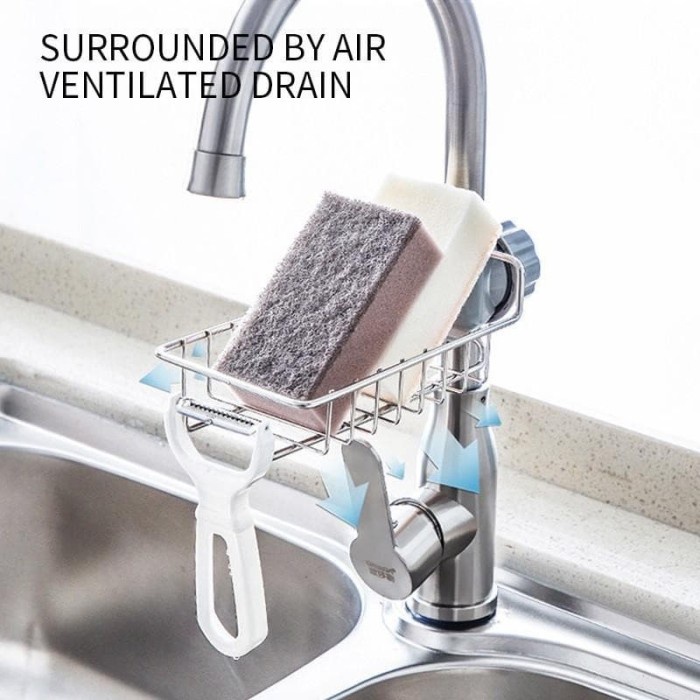 Rak Gantung Stainless Dapur Keran Kitchen Sink Organizer Holder Sponge