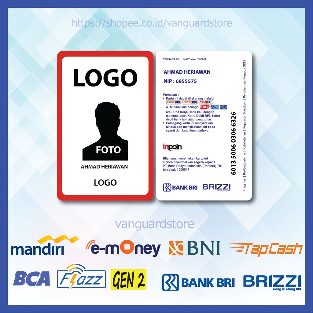 KARTU E MONEY E TOLL ID CARD LIS MERAH BRI 11 EMONEY MANDIRI FLAZZ BCA TAPCASH BRIZZI BRI-2 SISI