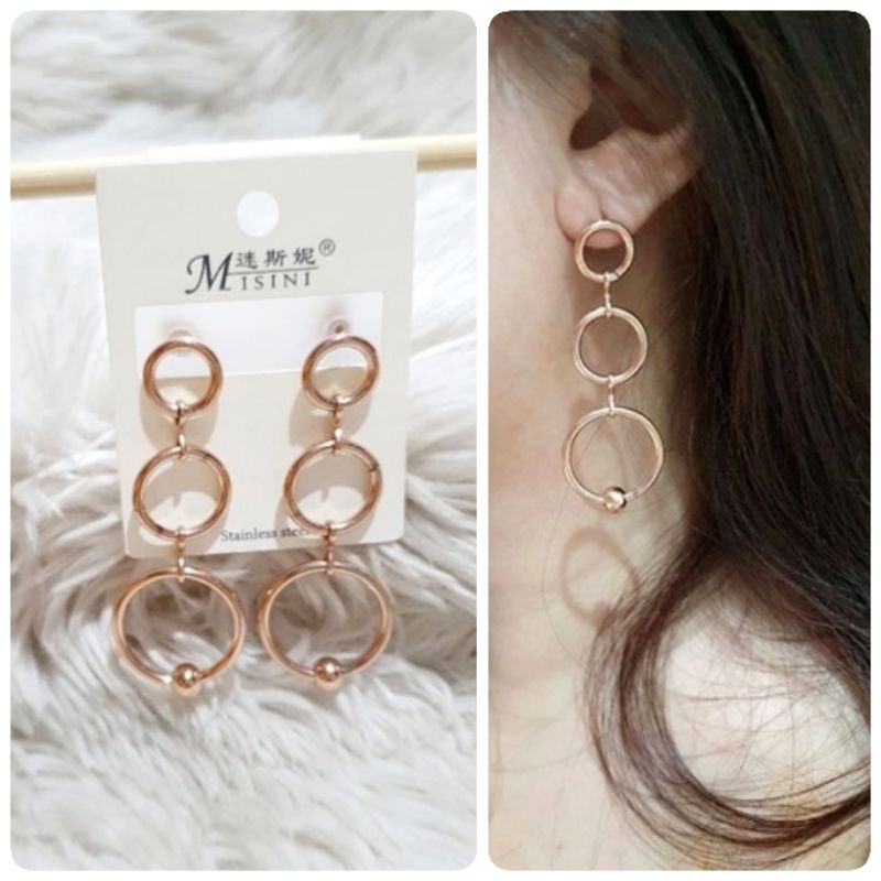 Anting Titanium Premium asli Rosegold earring Stainless Steel anti karat anti alergi Ta-27