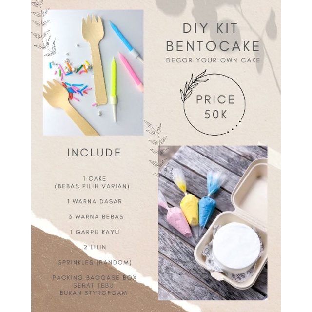 Paket DIY kit bento cake dekor cake sendiri korean cake bandung