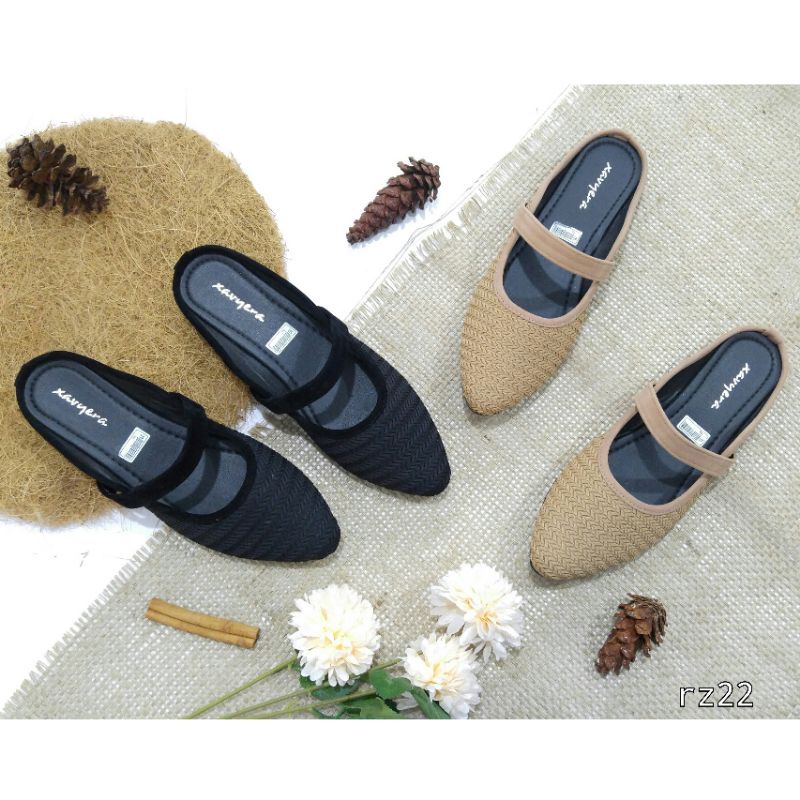 BorneoXavyera  Sepatu Flat Amira rz22 Flatshoes Kekinian Bahan Kanvas Premium