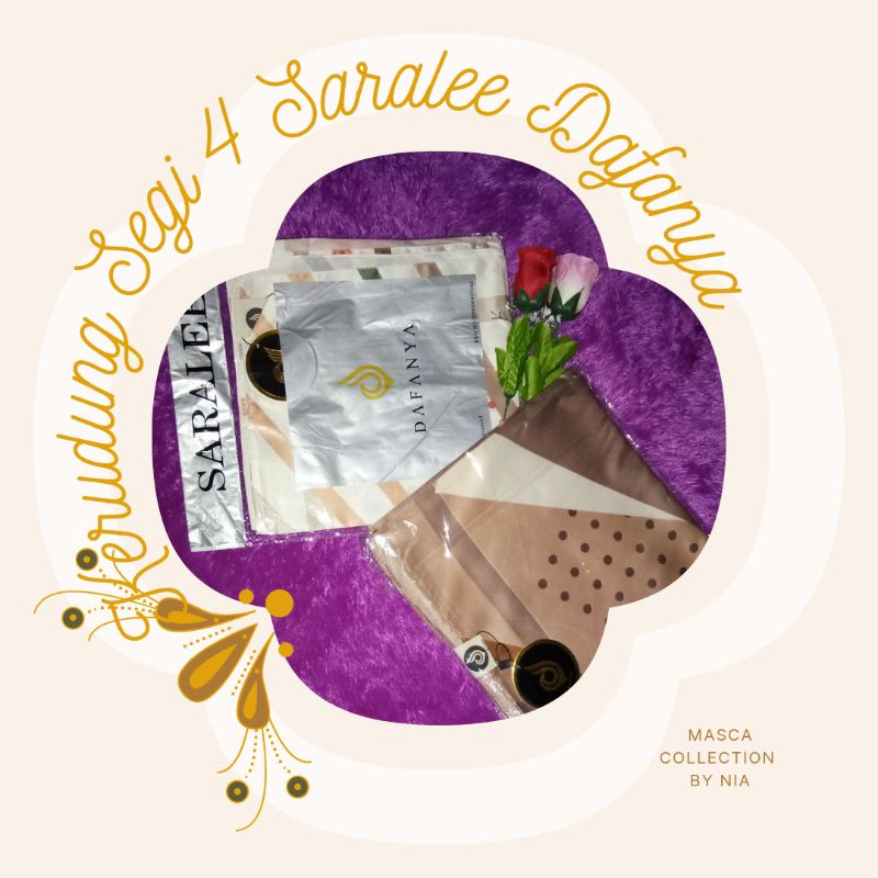 Kerudung Segi 4 Motif Polkadot dan Garis  By Dafanya