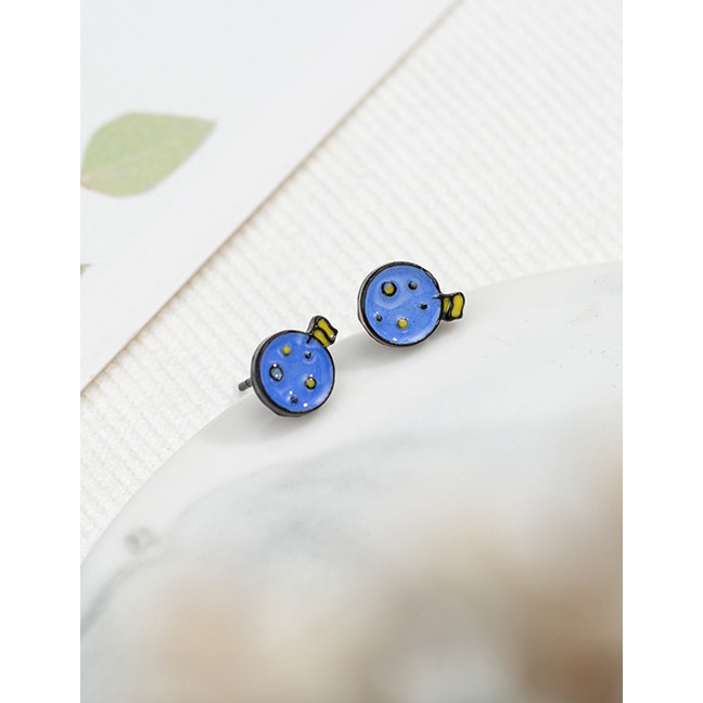 LRC Anting Tusuk Fashion Moon Cartoon Star Earrings F59877