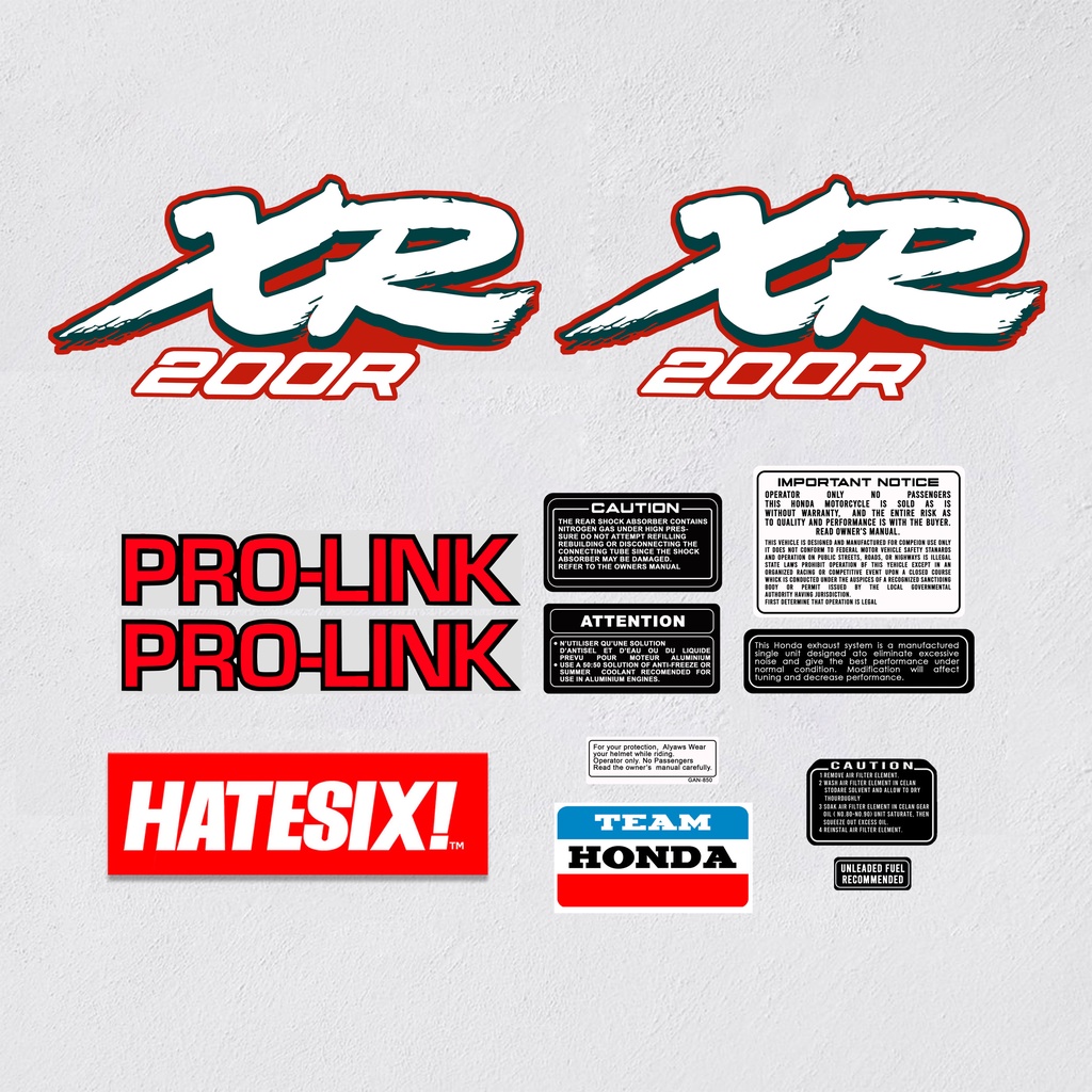 Sticker Stiker Decal Honda Baja XR 150 dan 200 th 1988 Hatesix