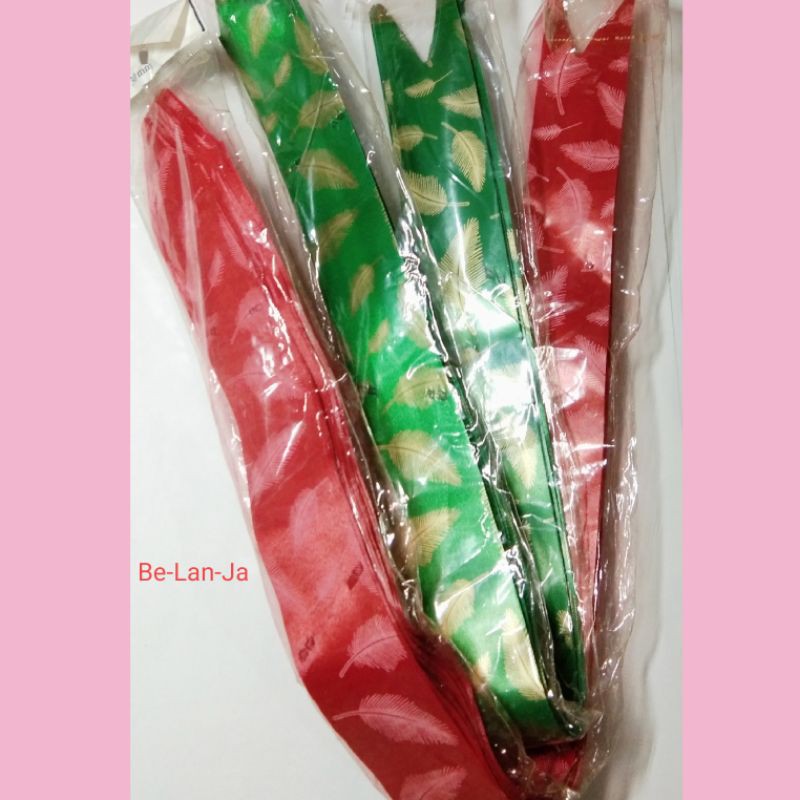 BLJ 30 PCS PITA KADO TARIK MERAH HIJAU ~ PITA SERUT ~ Pull Over Ribbon
