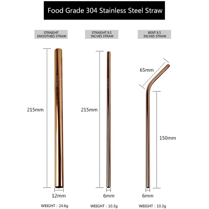 Sedotan Stainless Steel 5 items dalam 1 Set REUSABLE Straw Minuman 1 Set terdiri 5 items