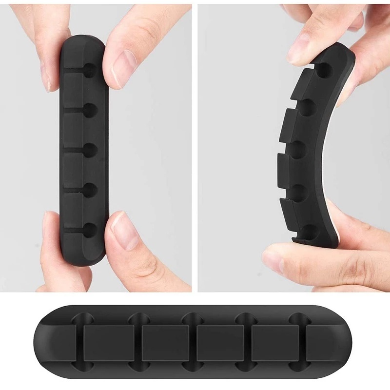 USB Cable Organizer Mouse Cable Holder/ Black Silicone Sorting Clip
