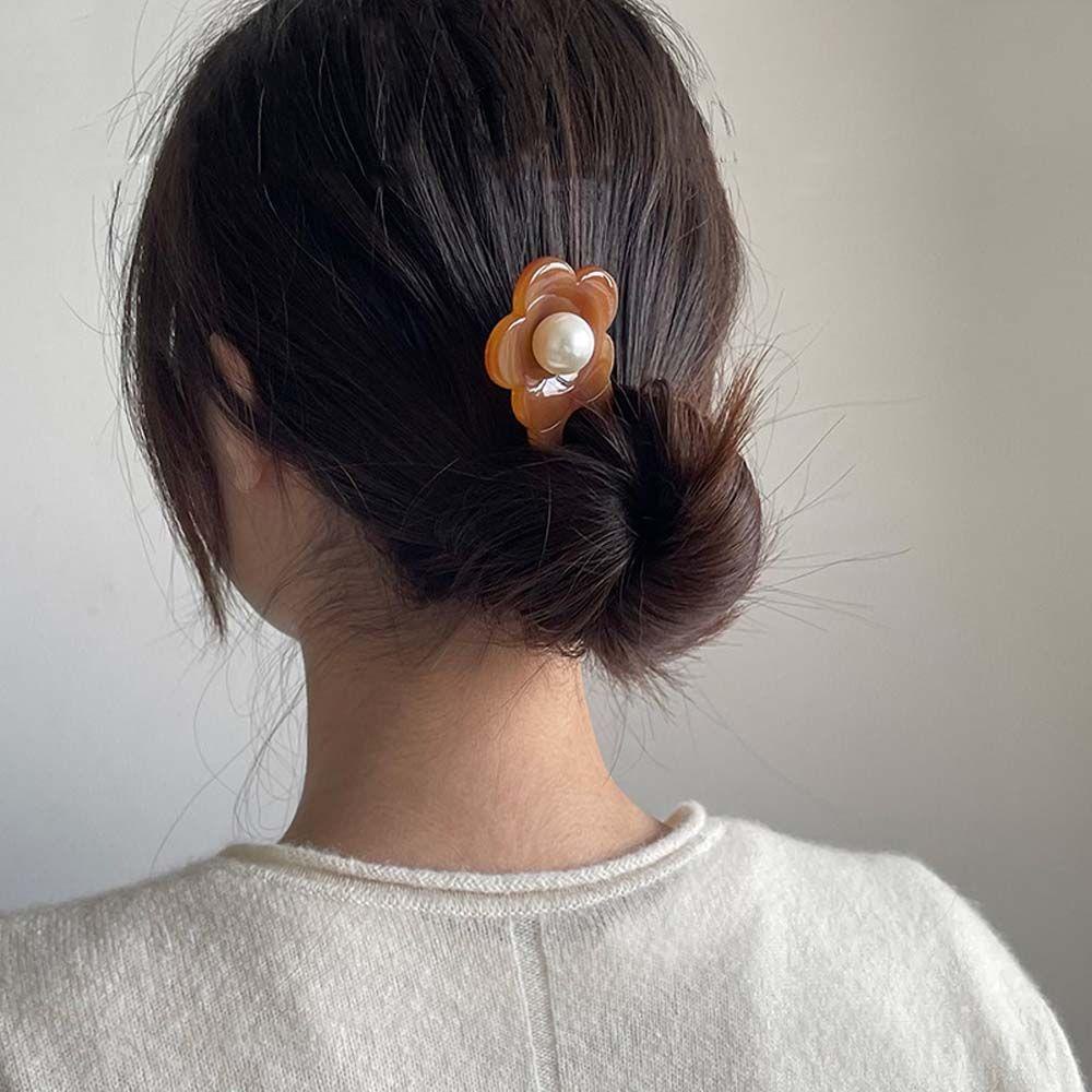 Needway   U Berbentuk Jepit Rambut Wanita Klasik Mutiara Women Hairpin Plum Bunga Hairstyle Alat Desain Hiasan Kepala Gaya Cina