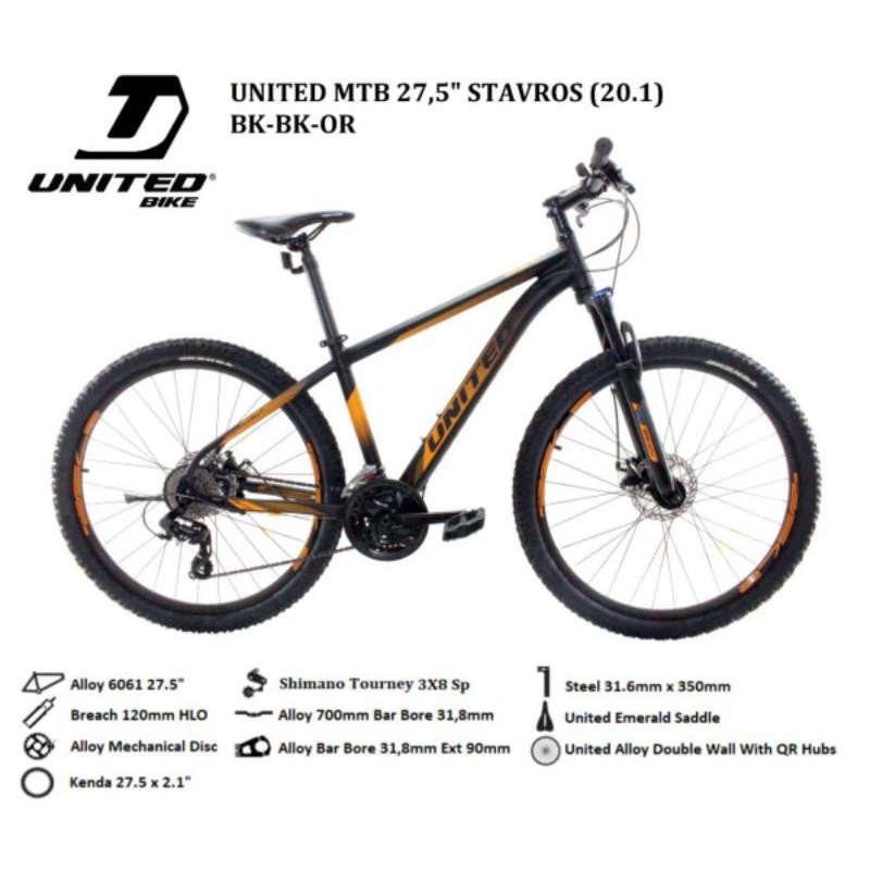 Sepeda MTB 27.5 inch Merk United Stavros