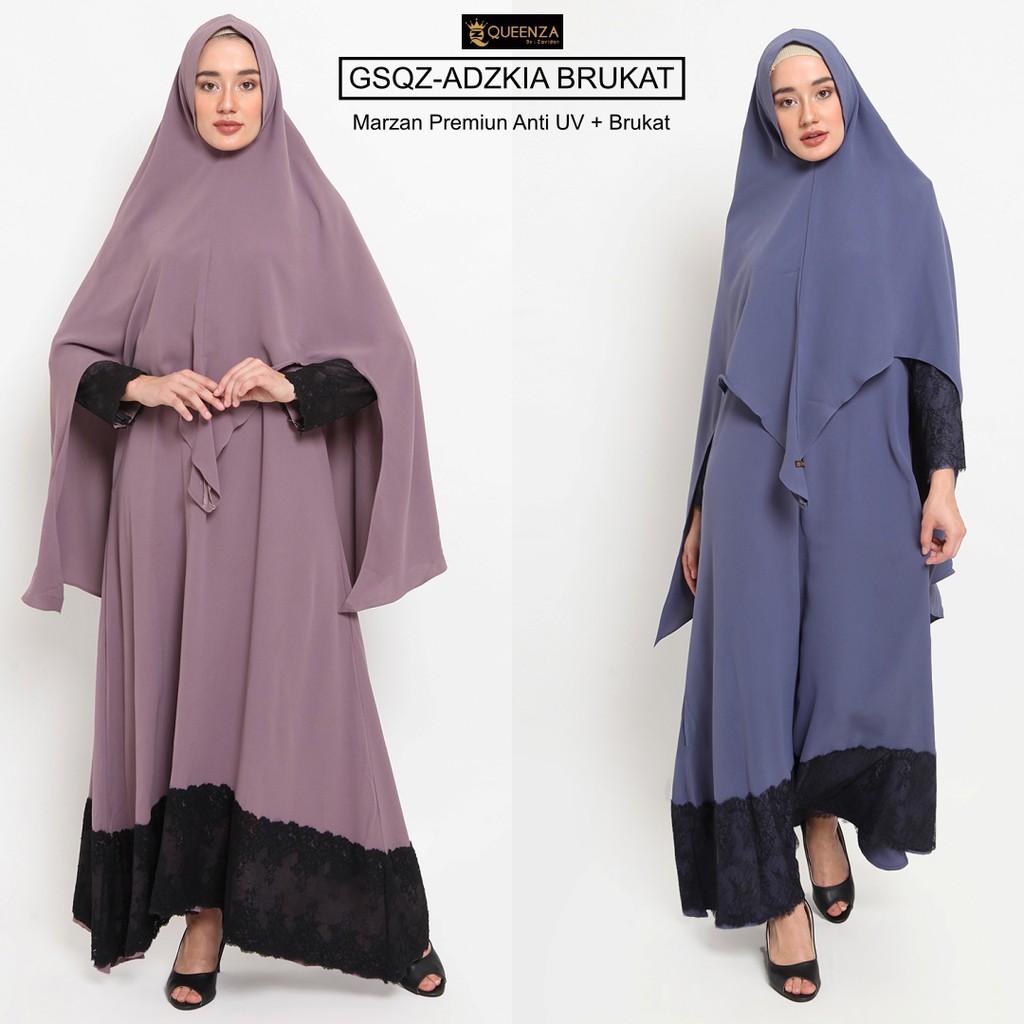 Gamis Syari Set Khimar Muslimah - Adzkia Brukat By Queenza Zayidan
