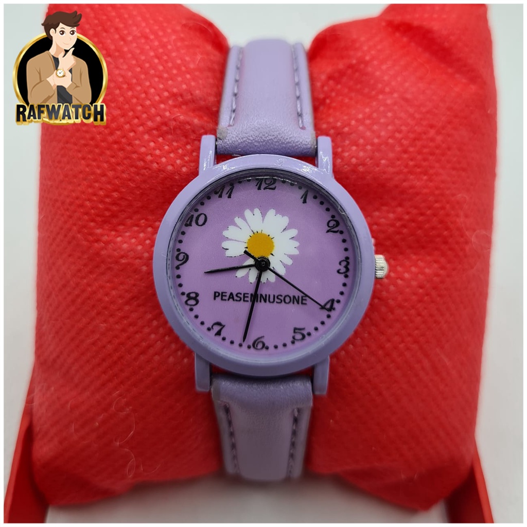 KOREAN STYLE Jam Tangan Fashion Wanita Flowers Bunga Cantik Casual Strap Kulit Lembut