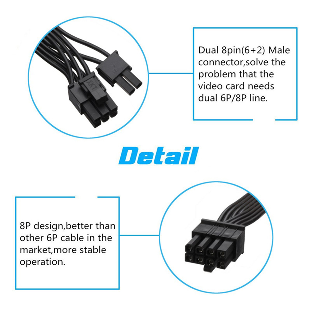 Lanfy Kabel Power Pci-E Gpu 8pin (6 + 2) Male Ke Male 18awg 8pin Male Panjang 60cm