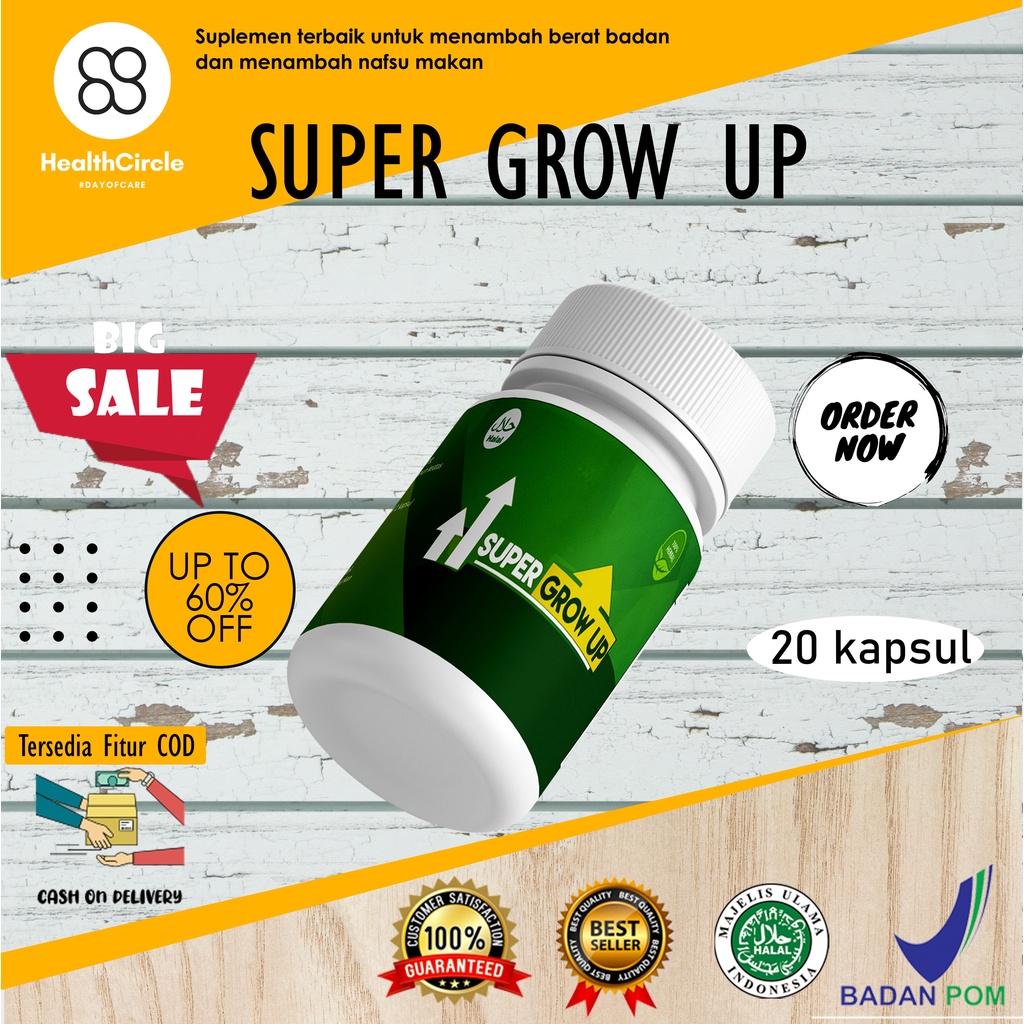 

SUPER GROW UP / Peninggi Badan Original Terlaris / susu penambah tinggi badan / Peninggi Badan terbaik kalsium kapsul / Peninggi Badan Ampuh, Peninggi Badan BPOM, HealthCircle