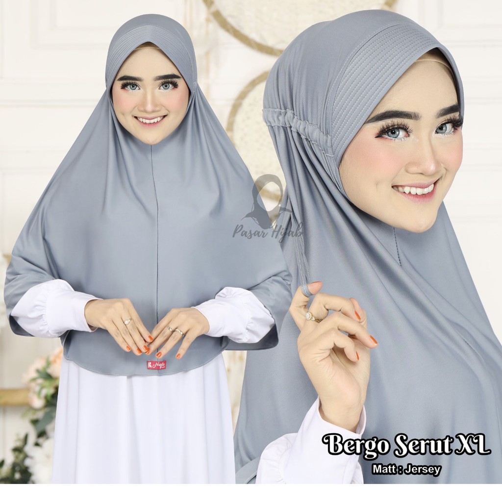 Hijab Instan Bergo Serut XL Ori Nayla Hija'b Kerudung Bergo Jersey Premium Pasar Hija'b