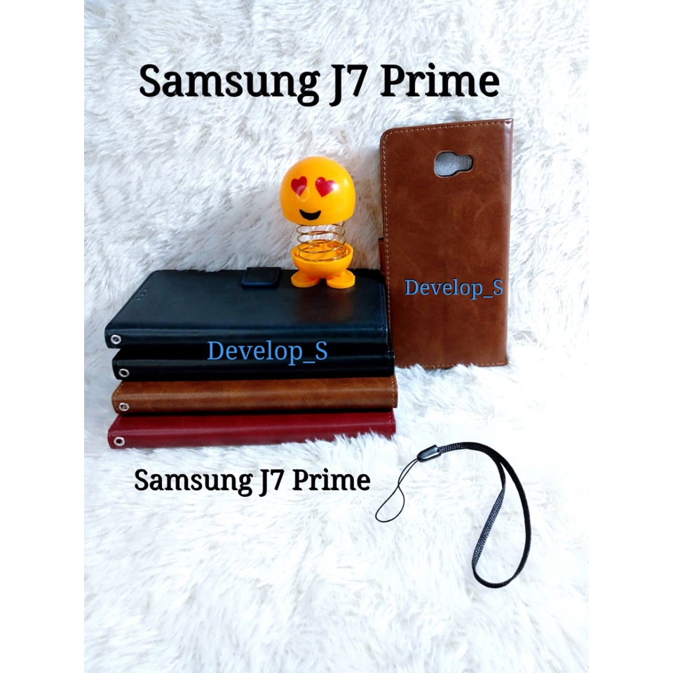 Leather Case Kulit Flip Cover Samsung J7Prime J7 Prime / J7 2016 J710 / J7Plus