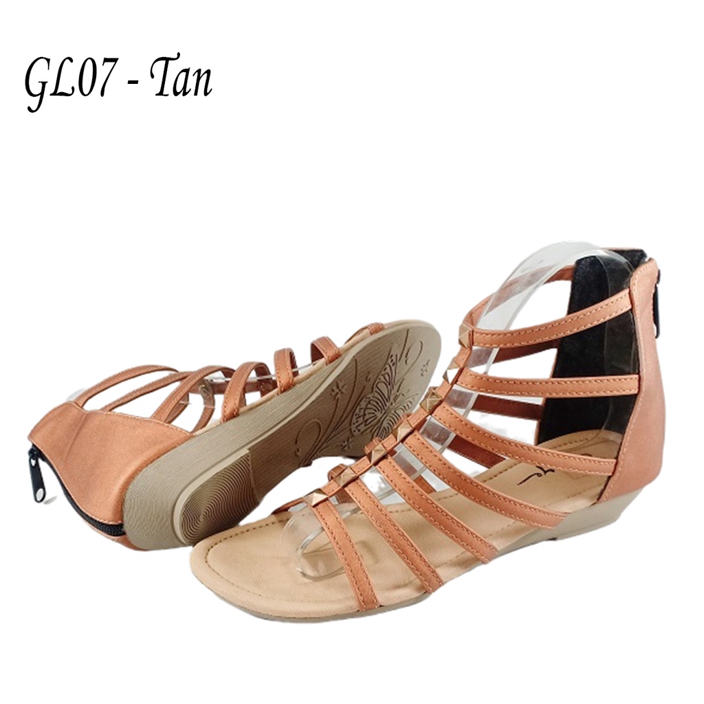 Emye GL07 Sandal Slop Gladiator Tali Wanita Pengikat Zipper Mewah Elegan Murah 2021-4