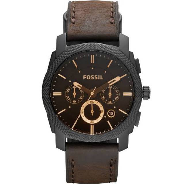 Fossil Machine Mid-Size Chronograph Brown Leather Watch FS4656 (Men Watch)