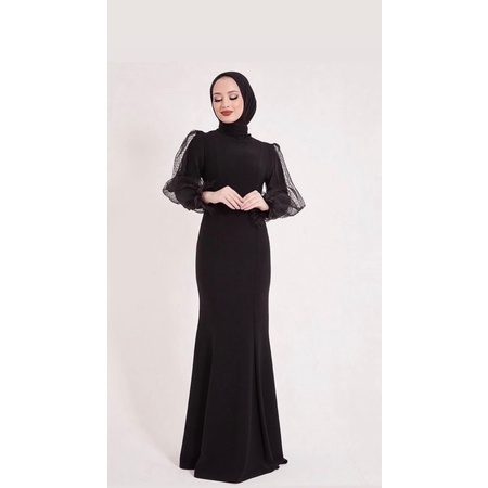 dress hitam elegan hijab Gaun Hitam Elegan Hijab Serbaguna