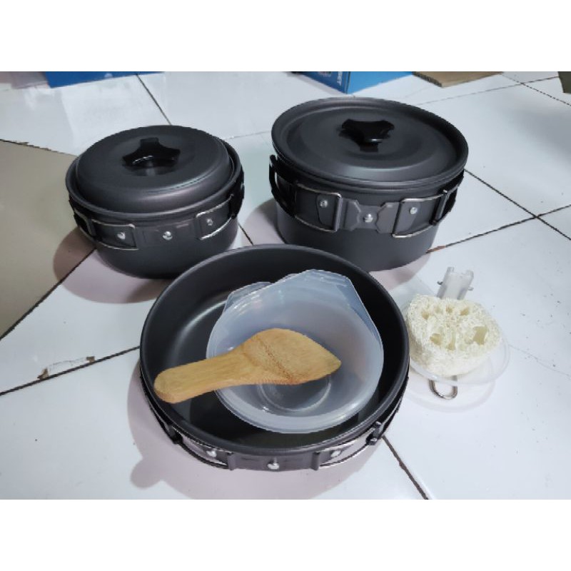 Paket Hemat Cooking Set DS300 &amp; Camping Stove K202 Kemping Outdor