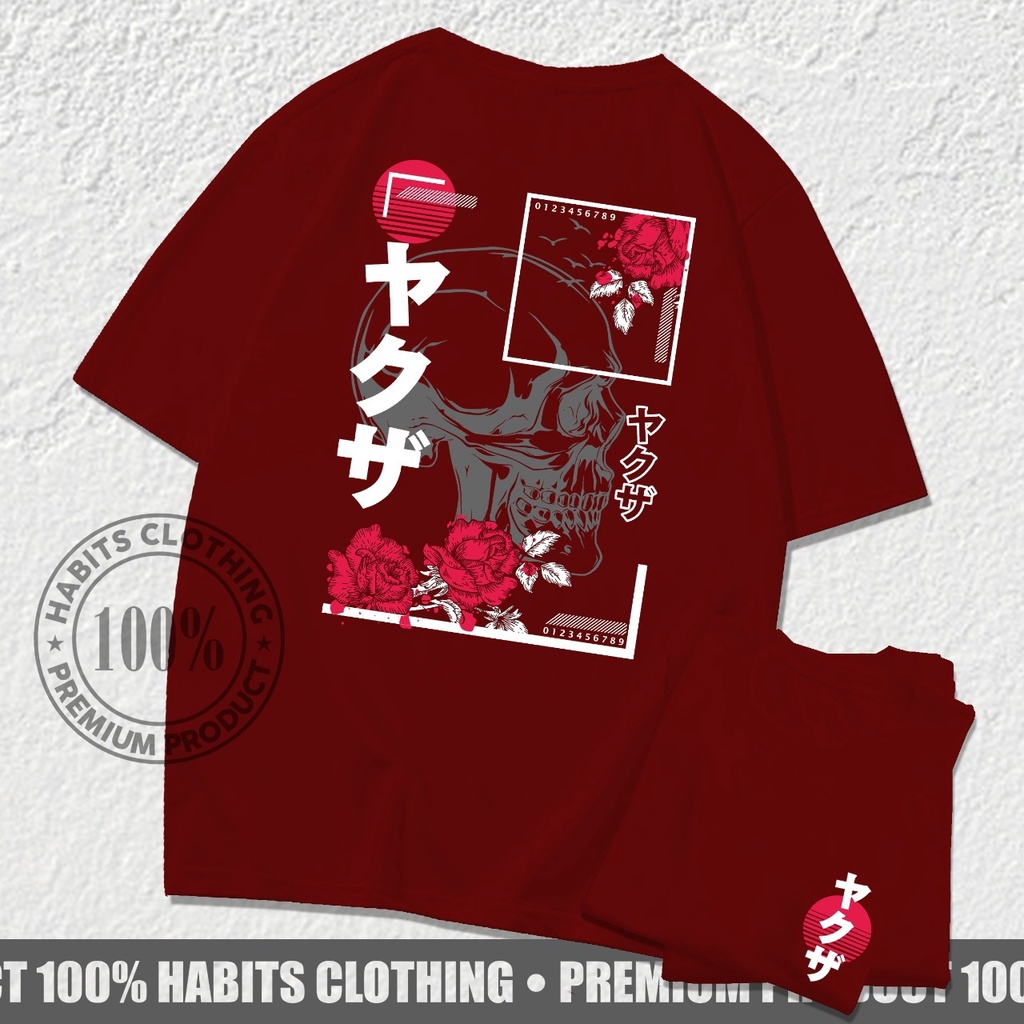 ( PROMO ) KAOS DISTRO YAKUZA ROSE TENGKORAK / KAOS PRIA /  / KAOS MURAH / KAOS JAPAN / Kaos distro c