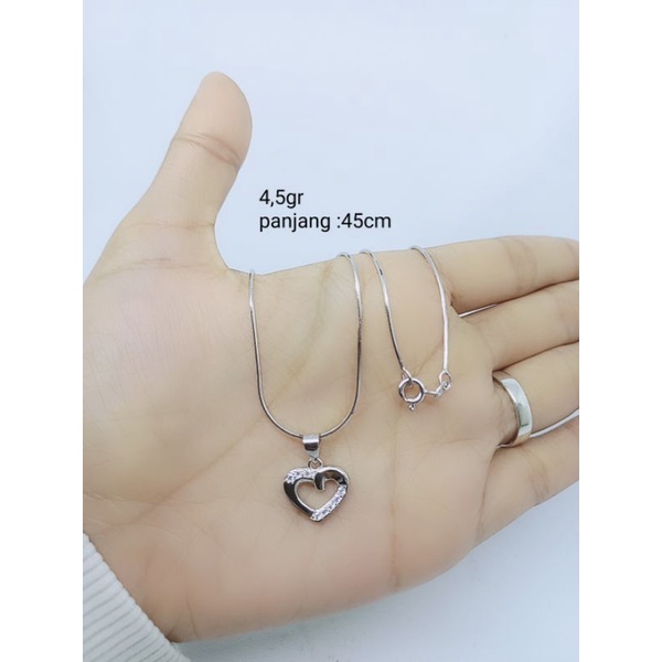 kalung kasandra bulat + liontin love mp/ kalung perak asli silver 925 lapis emas/ kalung fashion