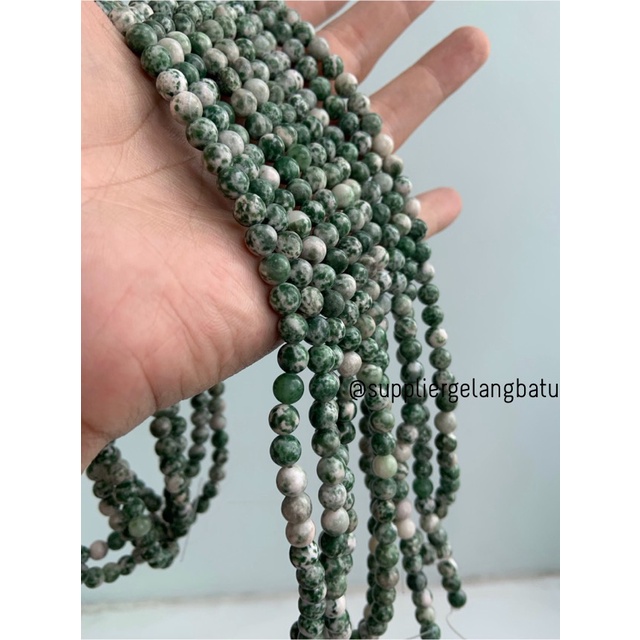 semi stone 6mm white green chrysocolla bahan rangkai aksesoris lucu