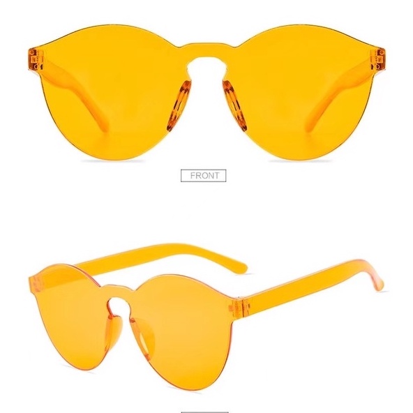DIKIRIM DARI JAKARTA - Harga murah Kacamata Transparan Port Frameless Tren Pasangan kacamata Simple Kacamata Fashion-13 C5 orange