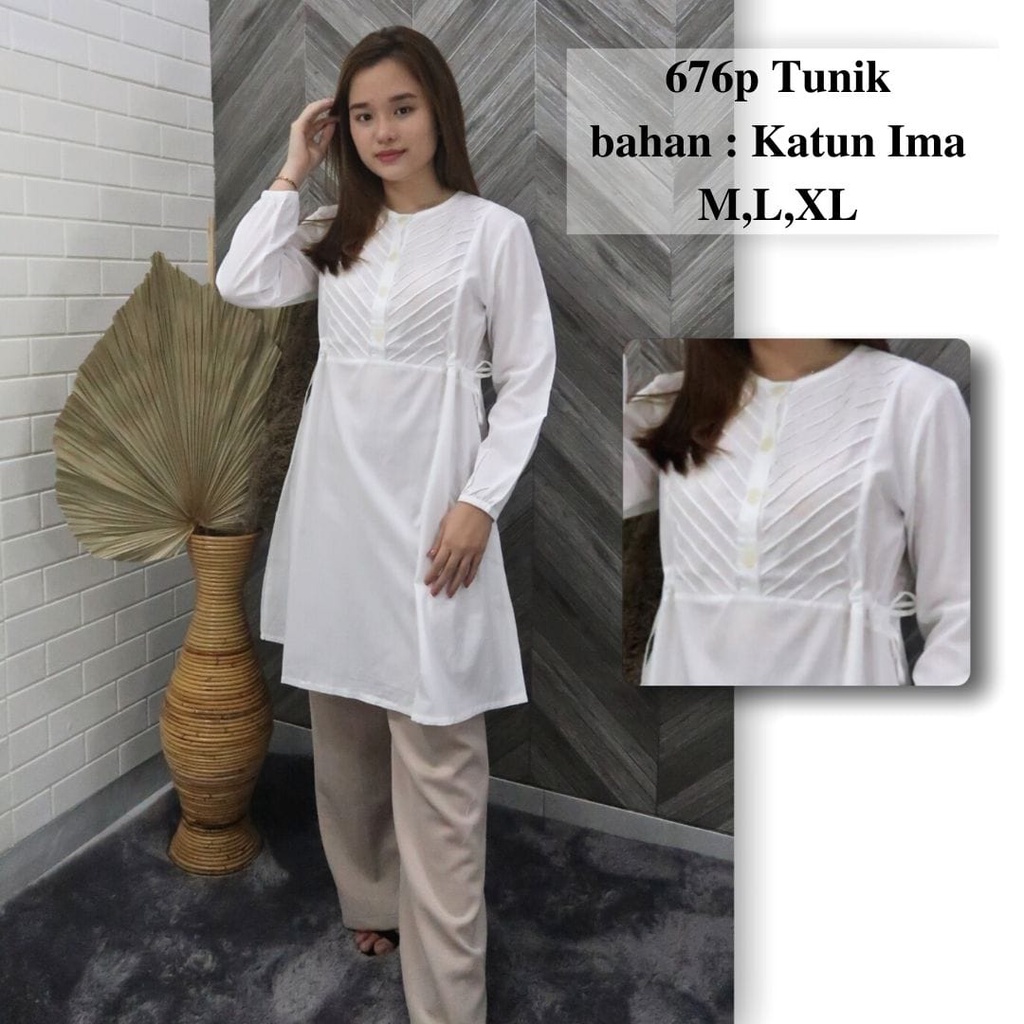 TUNIK WANITA PUTIH/TUNIK MUSLIM/ BASIC TUNIK/ FASHION MUSLIM WANITA/ LONG TUNIK/TUNIK PUTIH/TUNIK WA