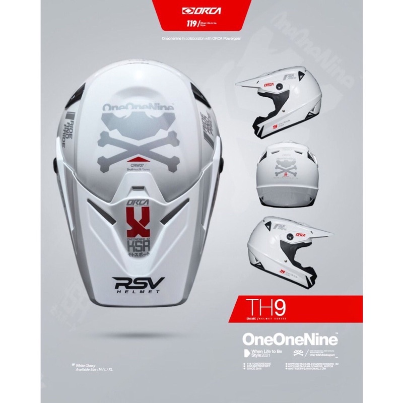 HELM RSV ORCA TH9 LIMITED EDITION - WHITE GLOSY