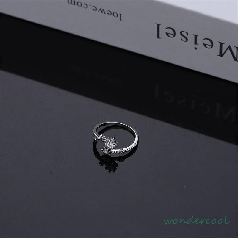 Cincin Kupu-Kupu Berlian Flash Cincin Jari Telunjuk Fashion Wanita Sederhana-Won