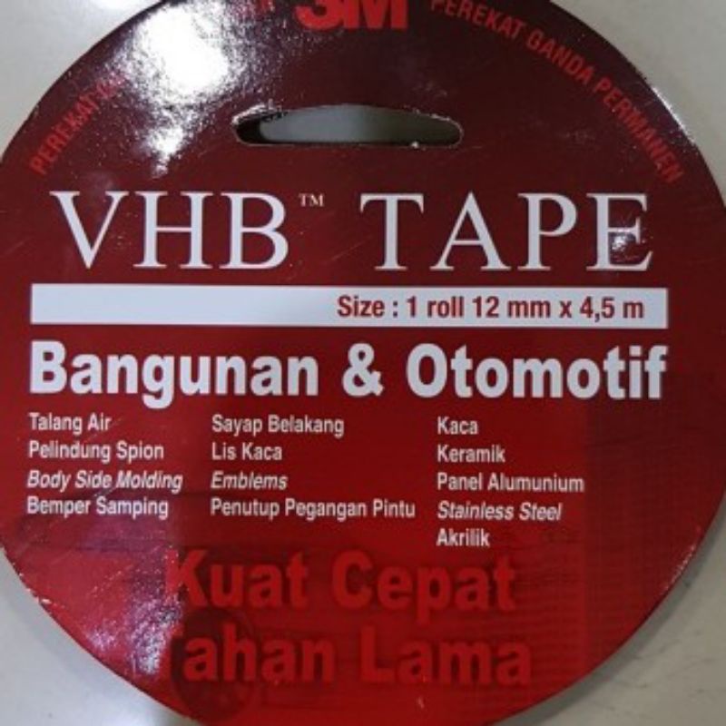 

DOUBLE TAPE 3M VHB 12MM X 4.5M ORIGINAL KUAT DAN LENGKET