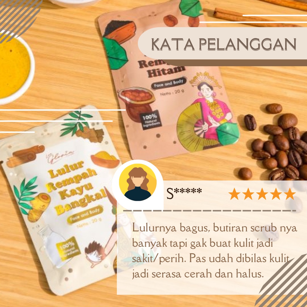 Lulur Rempah Kayu Bangkal Lulur Rempah Hitam By Lea Gloria 20gr BPOM Lulur Wajah dan Badan