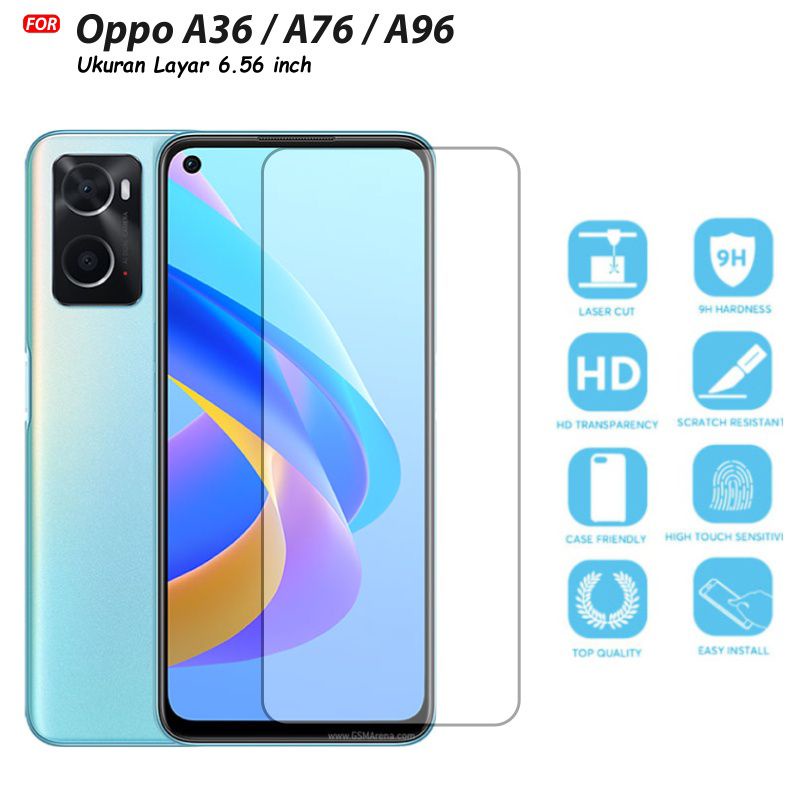 Tempered glass Oppo A96 A76 A36 anti gores Kaca full cover bahan bagus