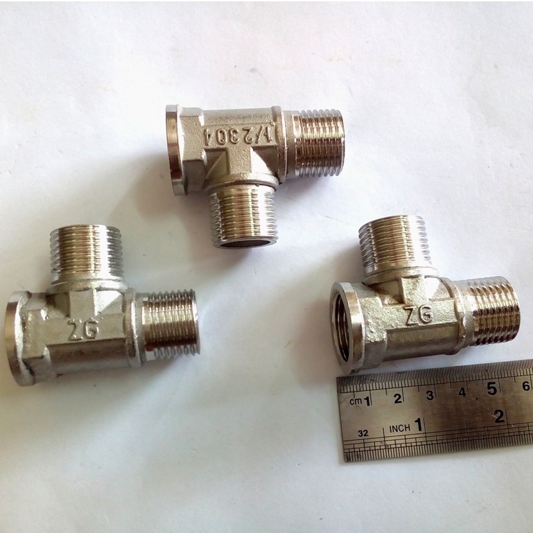 SOKET TEE SHOWER STAINLESS 1/2"/SAMBUNGAN KRAN KERAN PIPA AIR/ sambungan shower/sambungan stop kran 