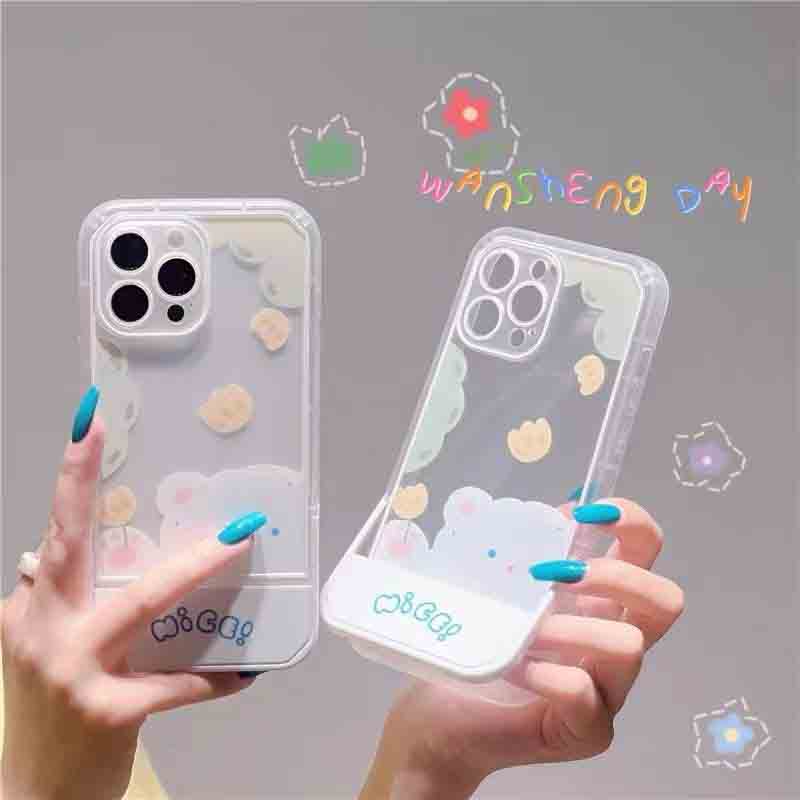 Soft Case Silikon TPU Transparan Motif Beruang Untuk IPhone 13 12 Mini 11 10 Pro XS Max X XR 8 7 6 6S Plus SE 2020