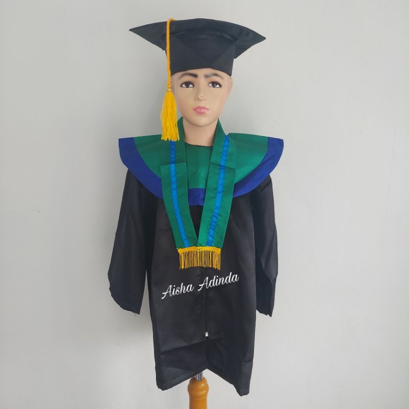 Baju Toga Wisuda Anak TK HIJAU LIST BIRU