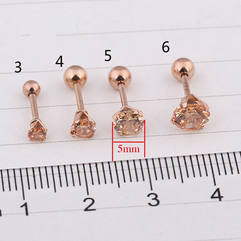 2pcs Anting Tusuk Bahan Titanium Steel Warna Gold Dengan Kristal Zircon Untuk Wanita