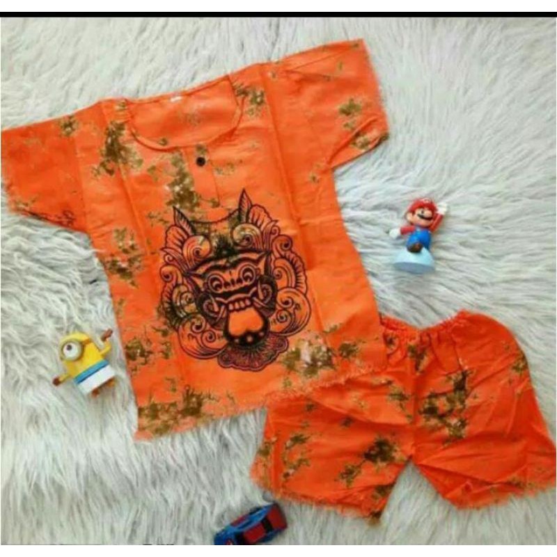 Setelan barong bali anak  bahan adem nyaman di pakai gak gerah bahan super adem(di obras)
