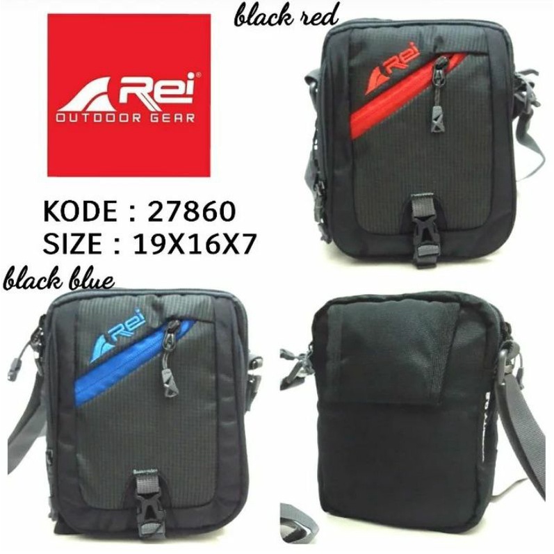 TERBARU TAS SELEMPANG PRIA REI 27860 ORIGINAL REI WARNA HITAM MERAH DAN HITAM BIRU