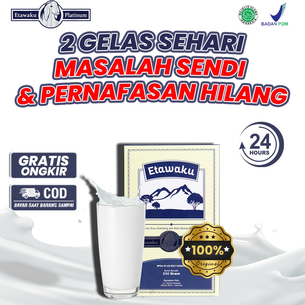 

Etawaku platinum - Susu Etawaku platinum Original 3X Ampuh Atasi Masalah Sendi dan Tulang / Susu Kesehatan Ampuh atasi pernapasan dan asma / untuk sendi dan tulang / Mengobati kolestrol tinggi menjadi rendah / Dengkul kopong Terlaris!