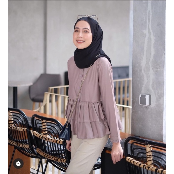 (MGA) BLOUSE BALLENCA RUFFLE DAILY KEMEJA REMPEL RAYON