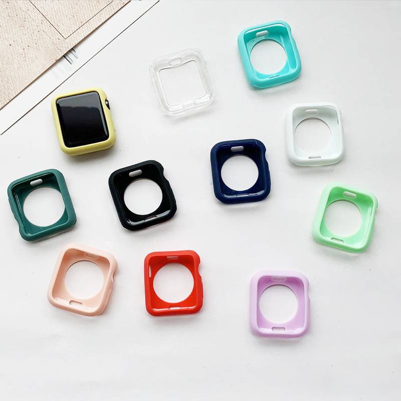 Soft Case Pelindung Bahan Silikon Warna Permen Untuk Apple Watch 3 2 1 42mm 38mm 4 5 6 Se 44mm 40mm Bumper