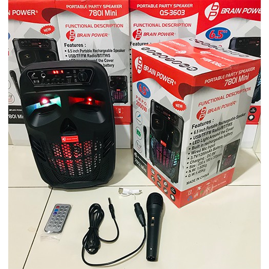 Spiker speaker bluetooth 7801 mini 6.5 inch brain power portable