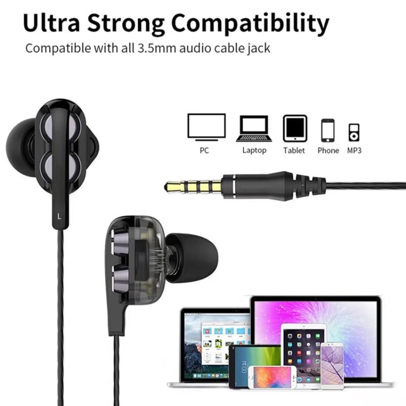 (Buy 1 Take 1) Earphone In Ear Stereo Bass Dengan Kabel + Jack 3.5mm + Mic